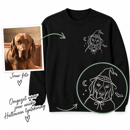 Trui met lijntekening huisdier halloween