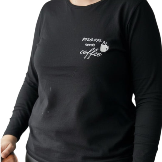 T-shirt met korte mouwen "mom needs coffee"